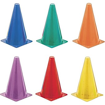 Indoor/Outdoor Flexible Vinyl Cone Set, 9", 6 Assorted Color Cones per Set (CHUTC9SET)