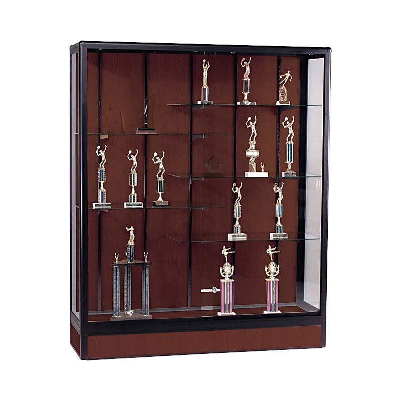 Best-Rite Elite Freestanding Trophy and Display Case, Walnut, 66"H x 72"W x 18"D image 1