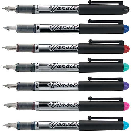 Pilot Varsity Fountain Pens, Medium Point, Assorted, 7/Pack (90029