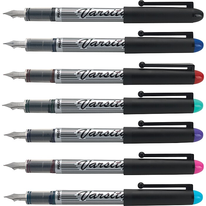 Pilot Varsity Fountain Pens, Medium Point, Assorted Ink, 7/Pack