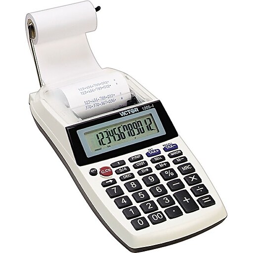 Victor 1205-4 12-Digit Handheld Calculator, White/Black | Staples