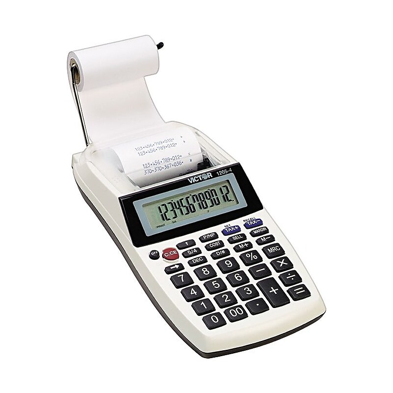 Victor 1205-4 12-Digit Handheld Calculator, White/Black image 1