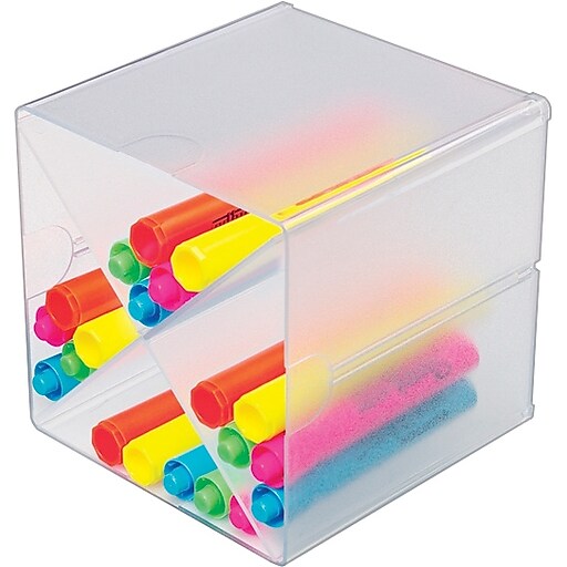 Deflecto® Stackable Cubes Desktop Organizers, With XDivider Staples