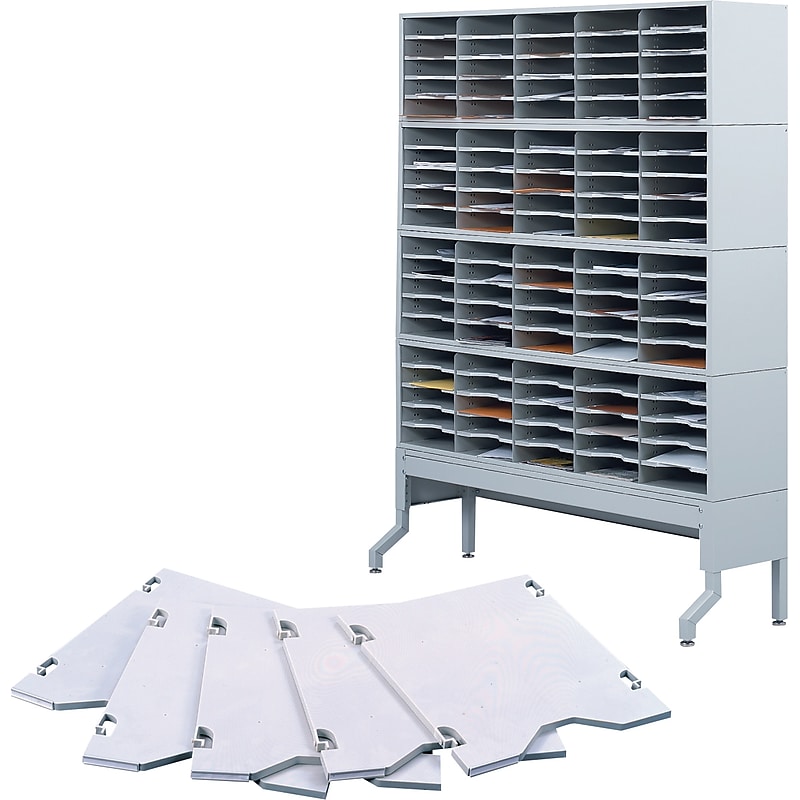 Safco E-Z Sort® 5-Compartment Mail Sorters, 11" x 12.5", Gray (7753GR) image 1
