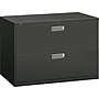 HON Brigade 600 Series Lateral File Cabinet, A4/Legal/Letter, 2-Drawer, Charcoal, 42"W~#|#~s0360732_sc7