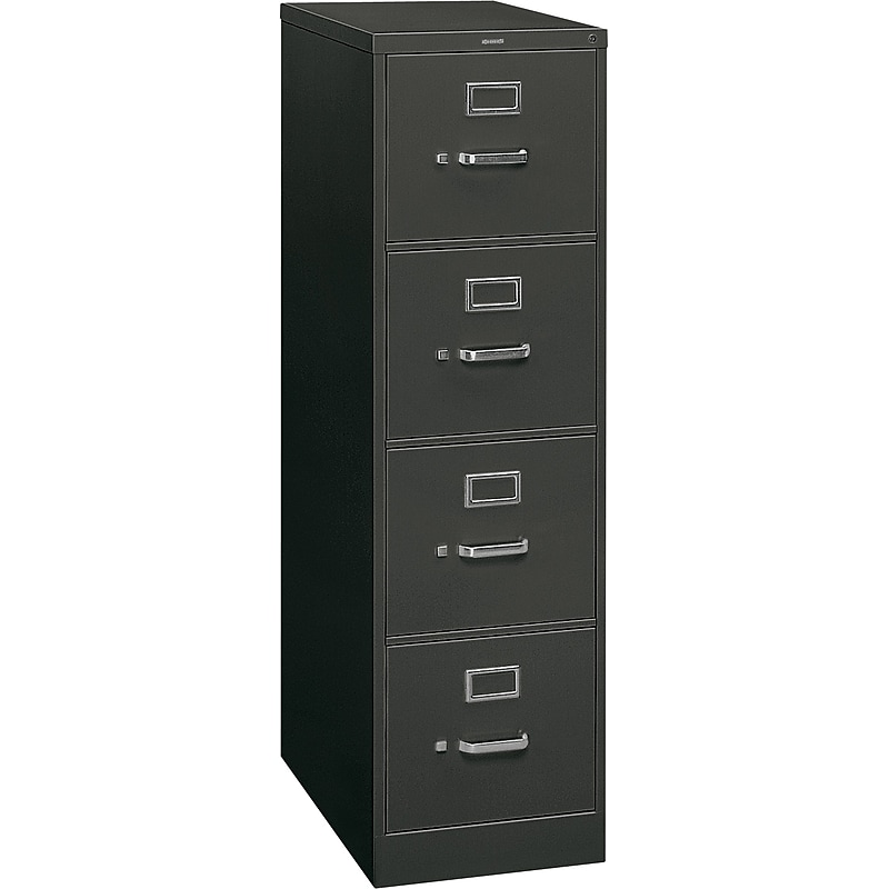 HON 310 Series Vertical File Cabinet, Letter, 4-Drawer, Charcoal, 26 1/2"D (H314PS) image 1