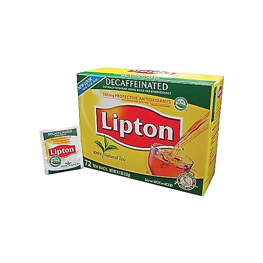 Lipton® Single Serve Tea Bags, Decaffeinated, 72 Tea Bags/Box Staples