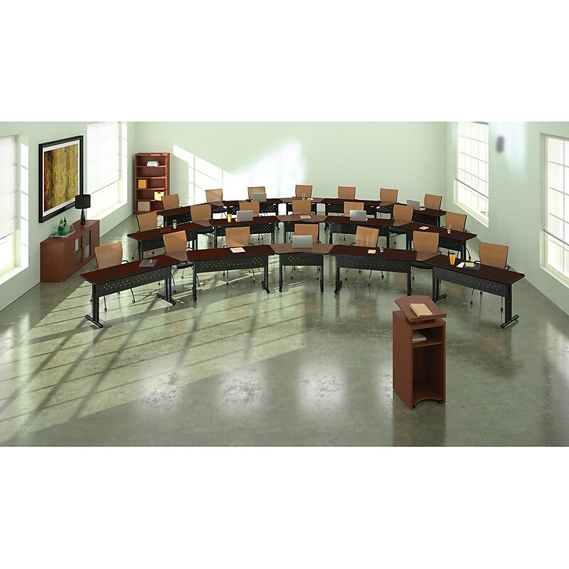 Safco Meeting Plus Pie Connector Tabletop, Chestnut, 30° Pie x 24"D image 1
