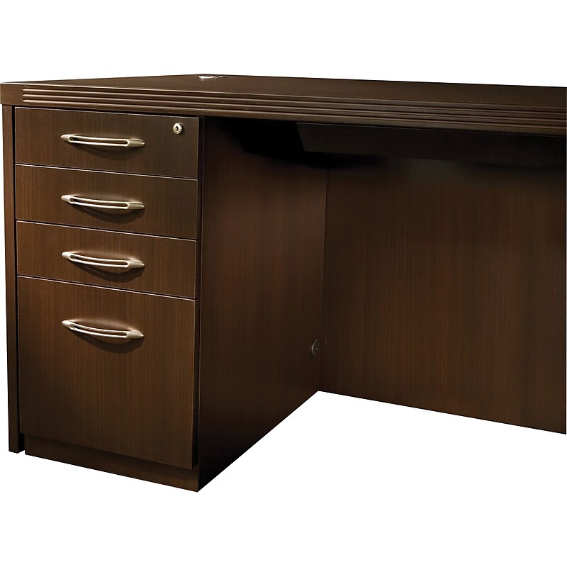Safco Aberdeen™ Single Pedestal Credenza, Pencil/Box/Box/File, Mocha, 27 1/2"H x 15 1/4"W x 20"D image 1