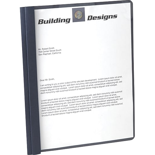 Oxford Clear Front Report Covers with Fasteners, Dark Blue