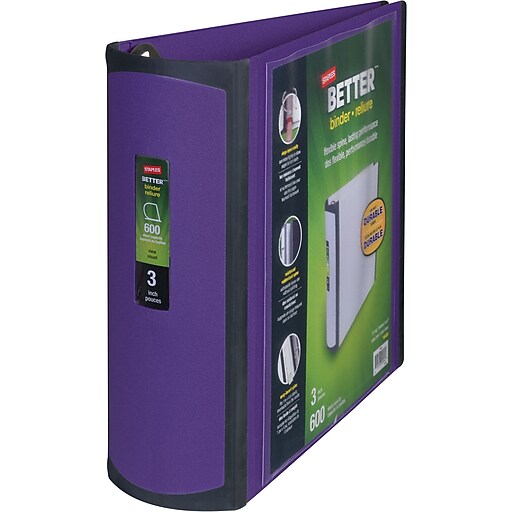 Staples Better 3Inch Slant D 3Ring View Binder, Purple (20246) Staples