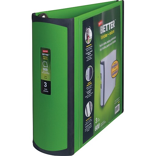 Staples Better 3Inch D 3Ring View Binder, Green (19936) Staples