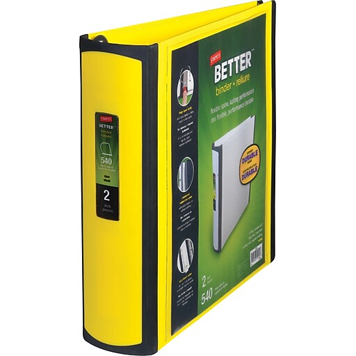 Staples Better 2Inch D 3Ring View Binder, Yellow (20248) Staples