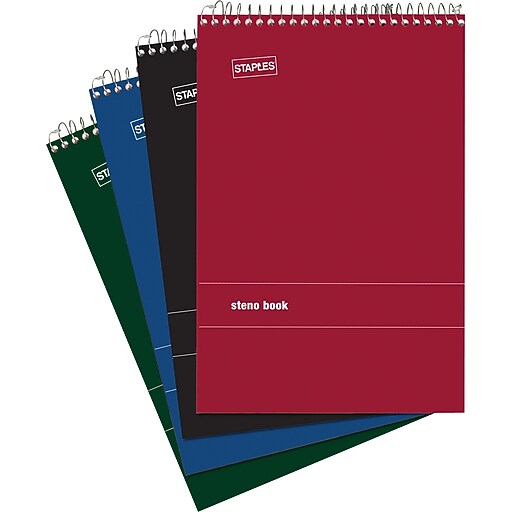 Staples® Green Paper Steno Pads, Gregg Ruled, 6" x 9", 12/pack Staples