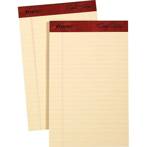 Ampad® Gold Fibre Retro Writing Pads, 5" x 8", Medium Ruled, Ivory, 50