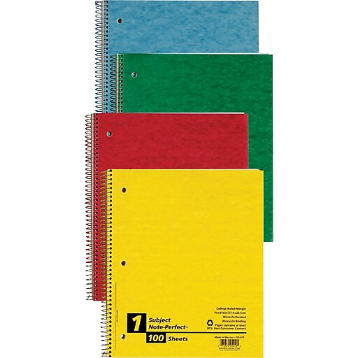Oxford Earthwise 1Subject Notebooks, 9" x 11", College Ruled, 100