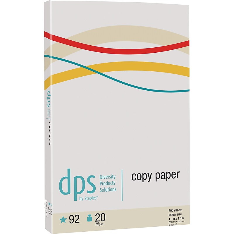 DPS by Staples 30% Recycled 11" x 17" Copy Paper, 20 lbs., 92 Brightness, 500 Sheets/Ream (DPS01117RCY-CC) image 1