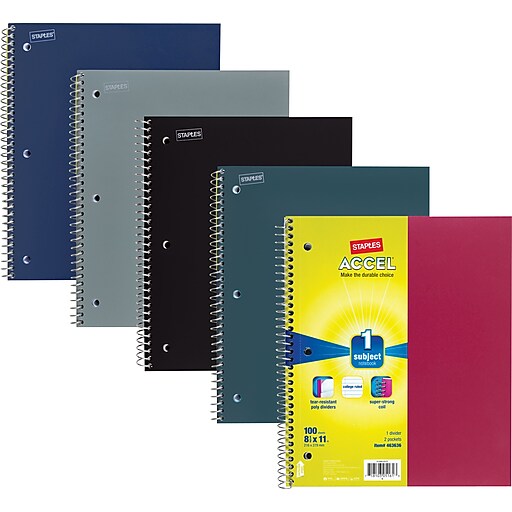 staples accel 3 subject notebook