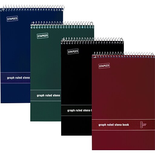 Staples® White Paper Steno Pads, Graph Ruled, 6" x 9" Staples