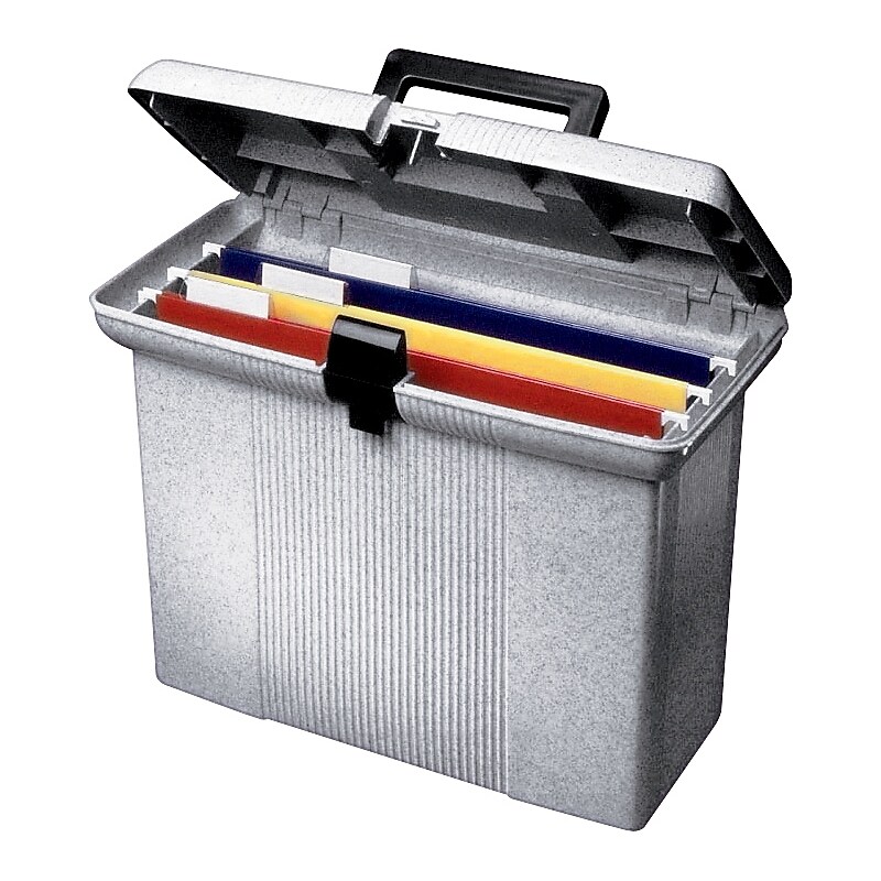 Esselte Portfile Plastic File Box w/ Hinged Lid, Letter Size, Granite (ESS41737) image 1