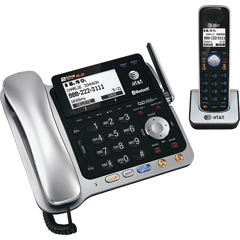 AT&T Connect to Cell ATTTL86109 2-Line Corded Phone, Black image 1