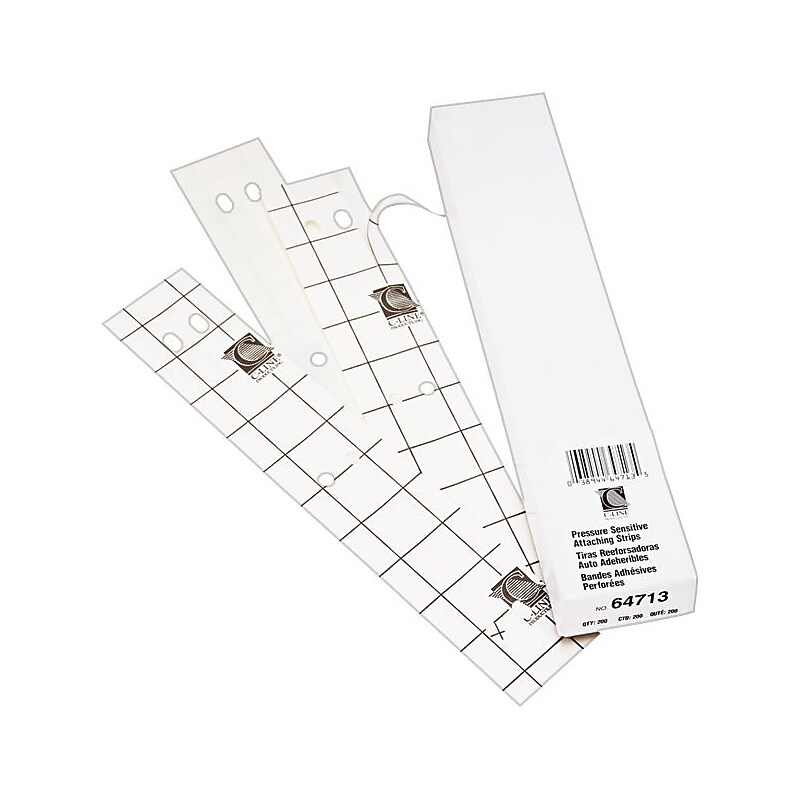 C-Line Self-Adhesive Attaching Strips, 3-Hole Punched, White, 11" x 1", 200/Bx image 1