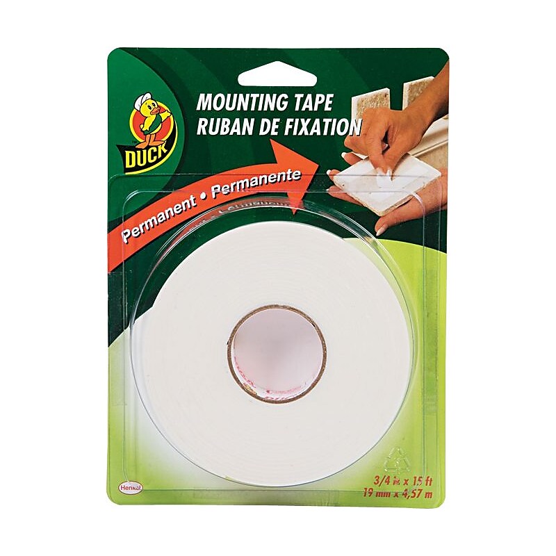 Duck Permanent Foam Mounting Tape, White, 3/4" x 15' image 1