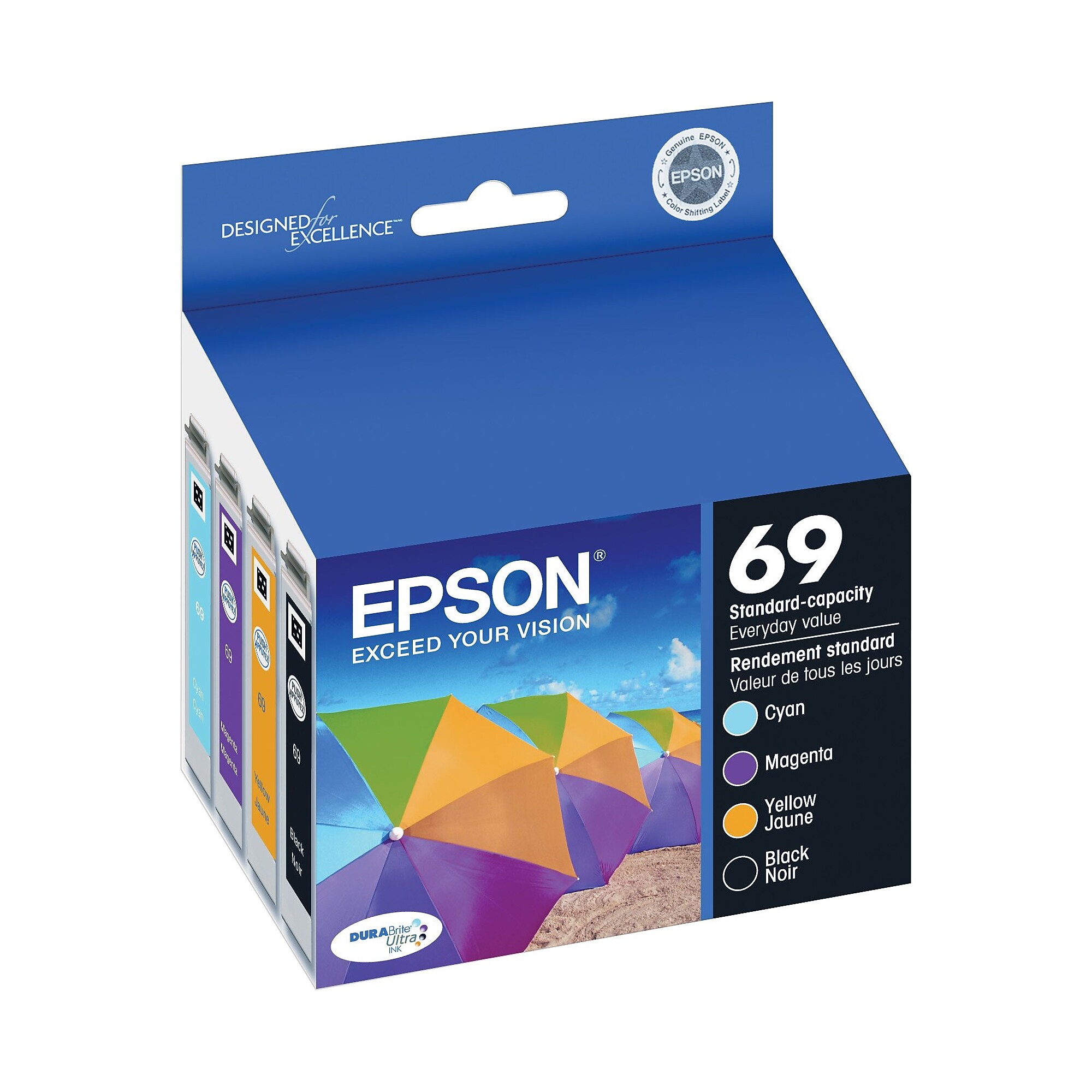 Epson T69 Black/Cyan/Magenta/Yellow Standard Yield Ink Cartridge, 4/Pack (T026120-BCS) Sansujyuku sansujyuku.com