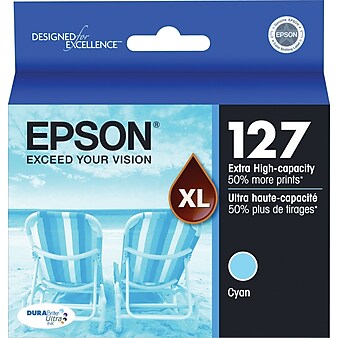 Epson T127 Cyan Extra High Yield Ink Cartridge, Each