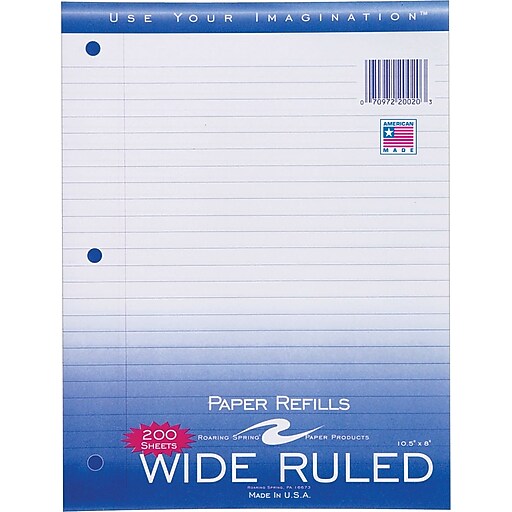 Roaring Spring® WideRuled Loose Notebook Filler Paper, 200 Sheets Per