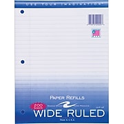 Roaring Spring® Wide Ruled, Loose Notebook Filler Paper, 8" x 10.5", White, 200/Pack (20020)
