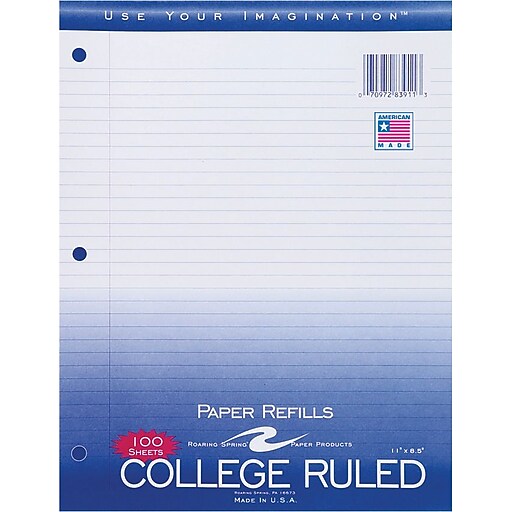 Roaring Spring® College Ruled Loose Notebook Filler Paper, 81/2x11