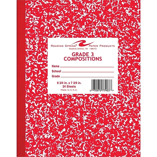 Roaring Spring Composition Book, Grade 3 Ruled, Red at Staples