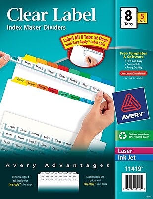 Avery® Index Maker Clear Label Tab Dividers, 8-Tab ...