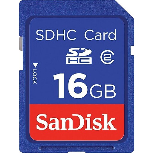 SanDisk 16GB Standard SD (SDHC) Card Class 4 Flash Memory Card Staples