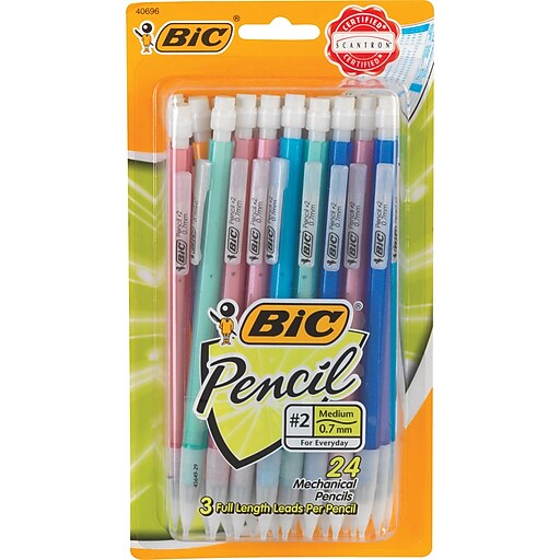 BIC® Mechanical Pencils, .7mm Lead, Assorted, 24/Pack (MPLP241BLK