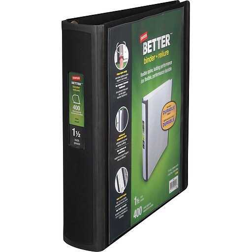 Staples Better 1.5Inch D 3Ring View Binder, Black (13394) Staples