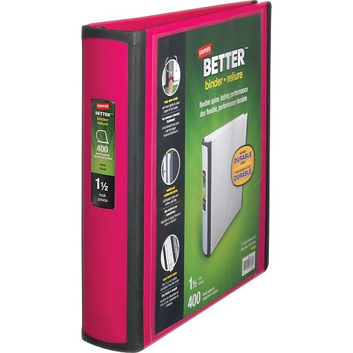 Staples Better 1.5Inch D 3Ring View Binder, Pink (13569CC) Staples