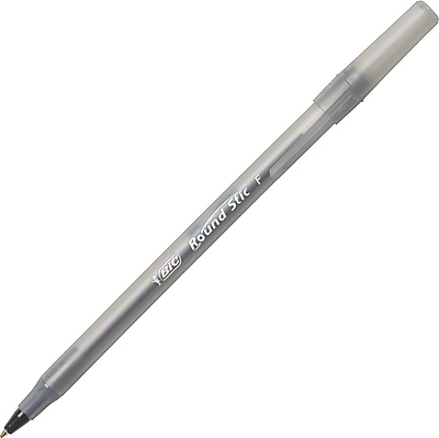 BIC Round Stic Ballpoint Pens, Fine Point, Black Ink, Dozen (20129/GSF11BK)