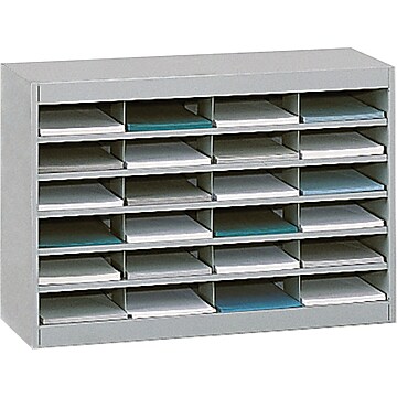 Safco E-Z Stor® Steel Literature Organizer, 24-Compartment, Gray, 25 3/4"H x 37 1/2"W x 12 3/4"D