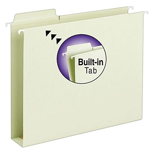 Smead FasTab Reinforced Box Bottom Hanging File Folder, 2" Expansion, 3