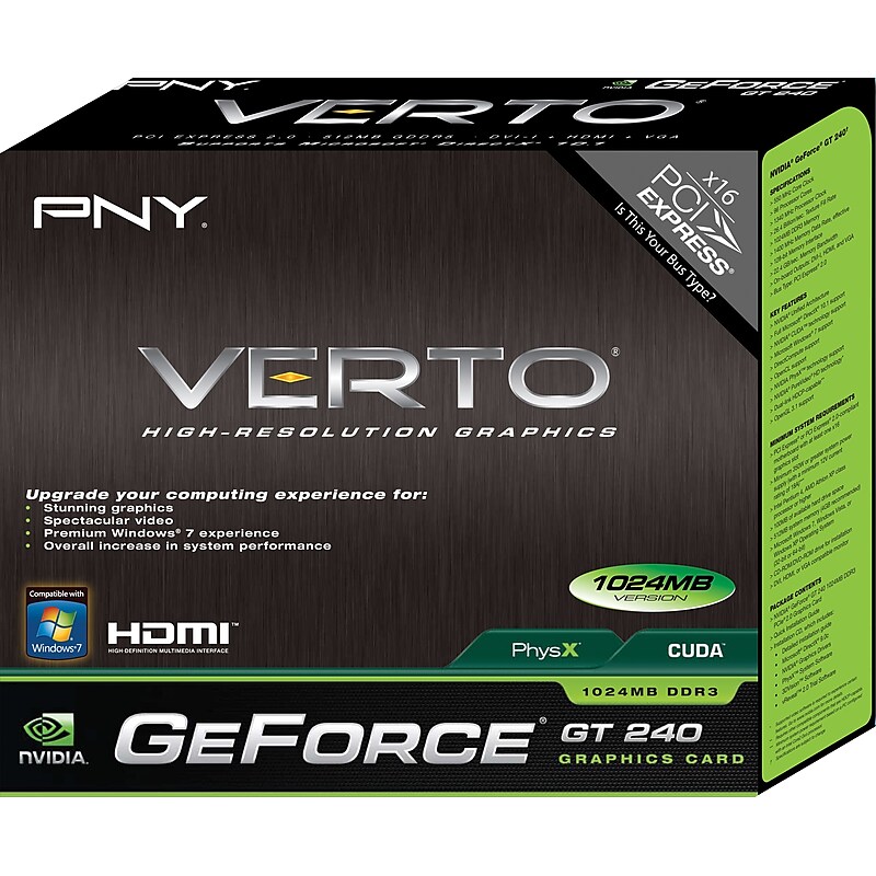 PNY GeForce GT 240 1GB PCI-Express Graphics Card image 1