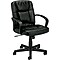 basyx by HON Leather Executive Office Chair, Fixed Arms, Black ...