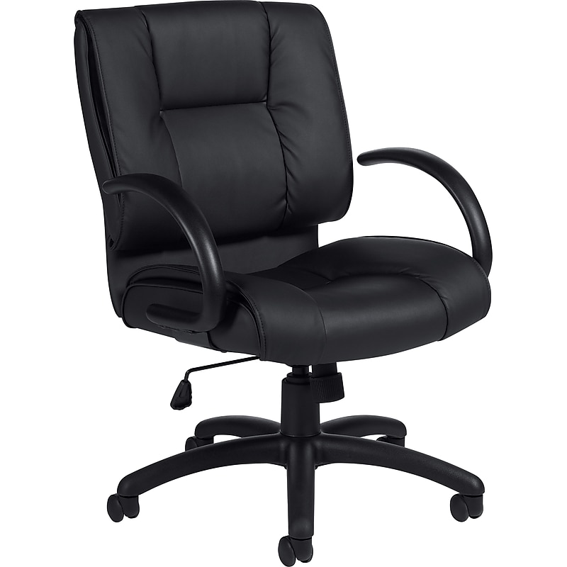 Offices To Go Luxhide Executive Mid-Back Chair, Bonded Leather, Black (OTG2701BL20) image 1