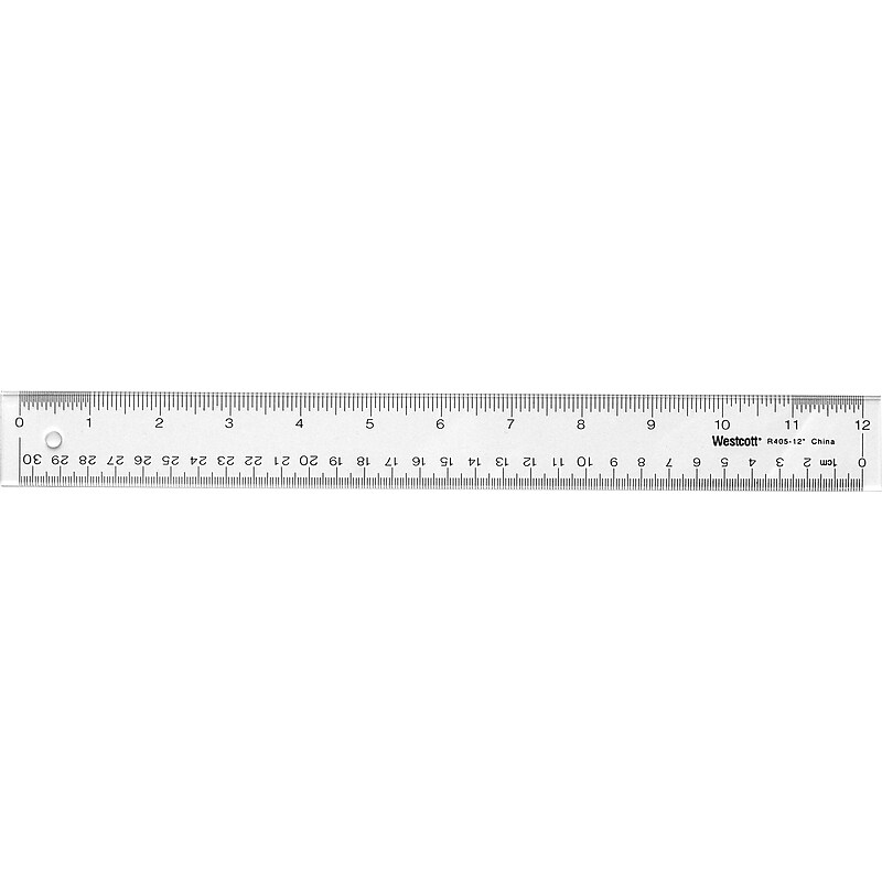 Westcott 12" Acrylic Standard Ruler, Transparent (10562/55275) image 1