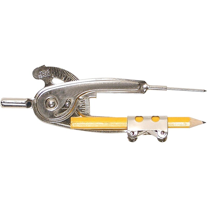 Westcott Ball Bearing Compass and Pencil, Metal Nickel Plated (12201) image 1