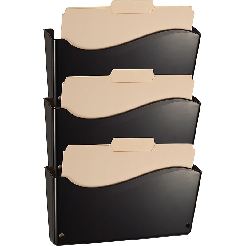 Diversity Products Solutions by Staples® Contemporary Wall Files, Black, 19 1/2"H x 13 3/4"W x 3"D, 3/St image 1