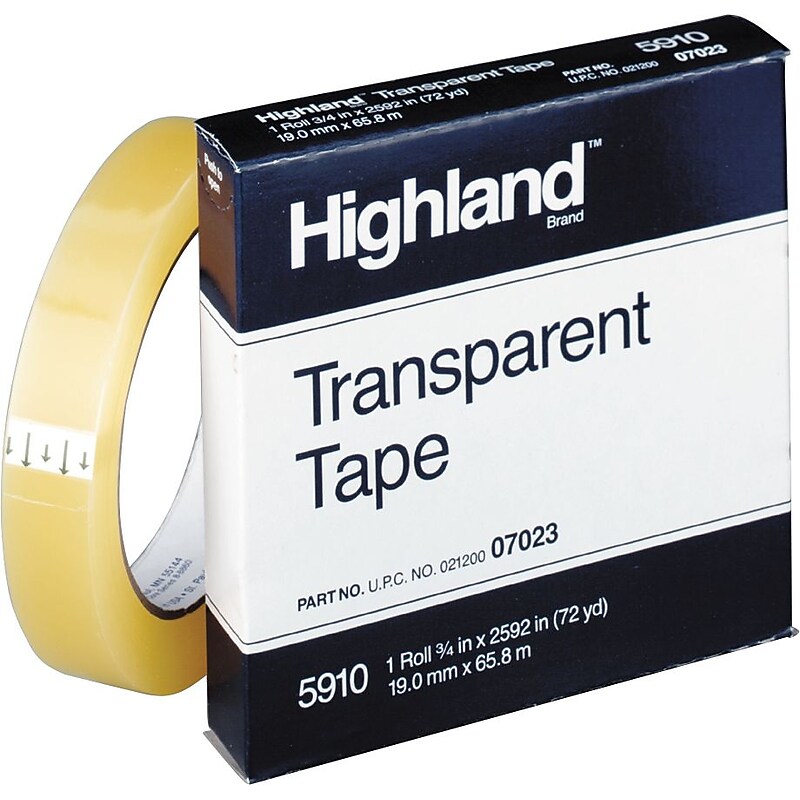 Highland Transparent Clear Tape Refill, 0.75" x 72 yds., 3" Core, Transparent (5910-BULK) image 1