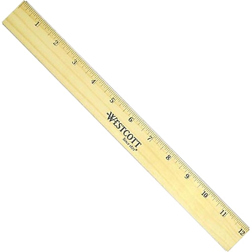 Westcott 12" Wooden Standard Ruler, Brown (05221) Staples