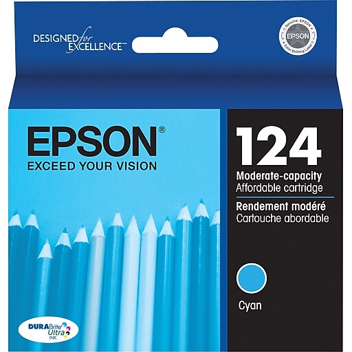 Epson 124 Cyan Ink Cartridge (T124220), Low Yield at Staples
